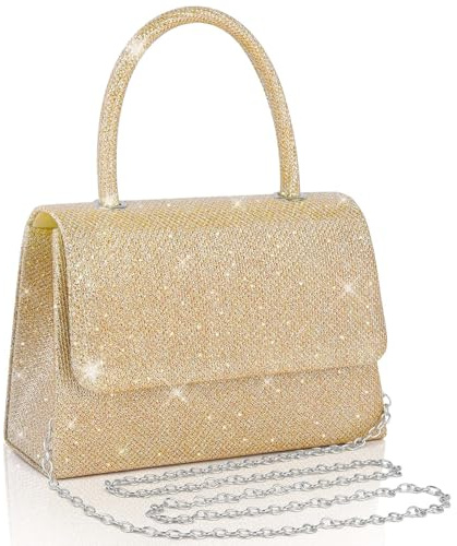 Adiwo Bolso de Mano para Mujer, Bolsos Clutch Fiesta de Noche Brillante con Cadena Desmontable para Boda, Evento, Citas y Cóctel, Vacaciones