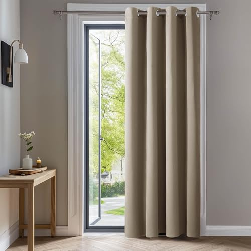 Deconovo Home Decorative Solid Thermal Curtain Energy Saving Ring Top Curtain for Girls Bedroom 52x 72 Taupe 1 PANEL
