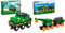 BRIO Bahn 33214 - Batterie-Frachtlok & Bahn 33698 - Grüner Kranwagen mit Anhänger und Fracht