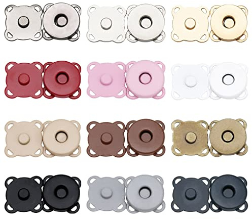 24 pièces Bouton Magnétique à Coudre 10 mm Diy Fermoir Magnétique Bouton,Magnétique De Couture Fermetures À Bouton Magnétique pour Sac, Vêtements, Couture, Artisanat, Sacs à Main, Sacs, Cuir