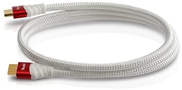 Teufel HDMI-2.0-Rundkabel Highspeed HDMI-Kabel unterstützt aktuelle Standards wie z.B. 4K 50/60p und 4K 3D, Vergoldeter Anschluss (Weiß, 1,5 m)