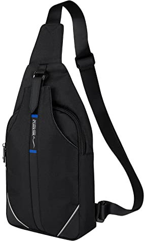 WATERFLY Anti-Diebstahl Sling Bag: Damen und Herren Brusttasche Hippie Crossbody Bag Multipurpose Daypack(Schwarz 2.0)