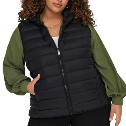 ONLY CARMAKOMA Damen CARNEW Tahoe Hood Waistcoat OTW NOOS Steppweste, Black, XL-54