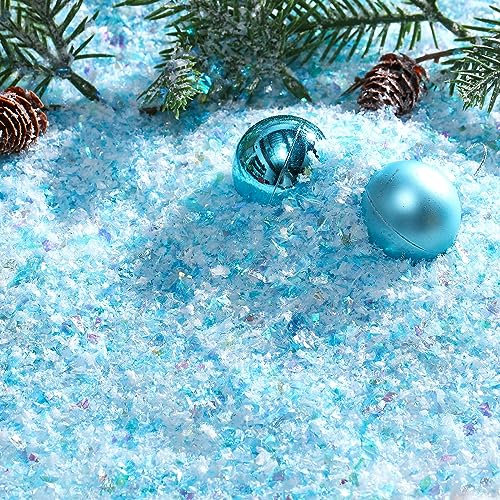 Weihnachten Kunstschnee Funkelnder Pulverschnee Künstlicher Schnee Deko Glitzernder Dekoschnee zum Basteln für Tannenbaum Weihnachtsdorf Schneekugeln Dekoration Zubehör (Blaue Serie)