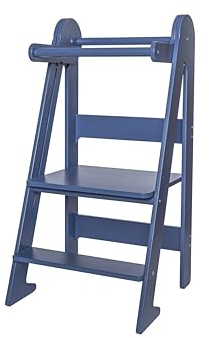 Lernturm Klappbar, Lernturm für Kinder, Höchste Sicherheit, Montessori Lernturm ab 1 Jahr, Küchenhelfer und Learning Tower (Marineblau)