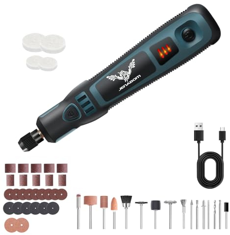 JENABOM Mini Akku Rotationswerkzeug Multifunktionswerkzeug Kit 3 Gang mit 50 Zubehörteilen 3,6V Mehrzweck-Power Rotationswerkzeug zum Schleifen, Polieren, Bohren, Ätzen, Gravieren, DIY Handwerk