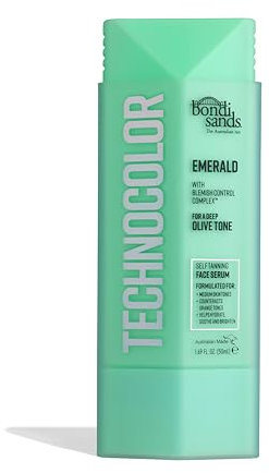 Bondi Sands Technocolor Emerald Self-Tanning Face Serum, Easy Application, Streak Free Fake Tan – Enriched with Vitamin C & Chamomile 50ml/1.69 Fl Oz