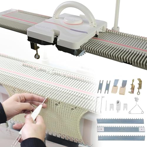 DPLXQPP Machine Tricoter Automatique pour Tricoter des écharpes Et des Bonnets,Jauge Moyenne,150 Aiguilles/Jauge :6,5 Mm, Machine Tricoter écharpes/Bonnets avec Accessoires
