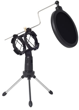 Mikrofonstativ, Bordsmikrofonstativ, Liten Stötfäste, med Popfilter, Bärbar, för Föreläsningar, Sändningar