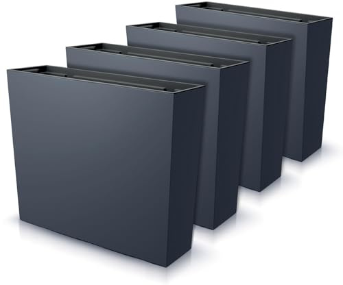 IMJ-Global - 4 Vasi per Piante da Esterno Interno Moderni, Fioriera da Esterno Rettangolare 58x18x49,8cm (44 Litri) con Inserto da 12 Litri, Vaso in Plastica Resistente Alle Intemperie (Nero)