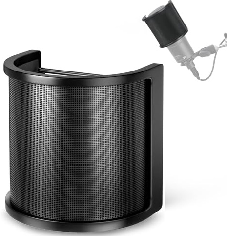 YOUSHARES Mic Pop Filter - Upgraded Three Layers Windscreen Mask Shield Compatible with AT2020 USB Gaming Microphone, Suitable for 35 mm to 50 mm Microphones
