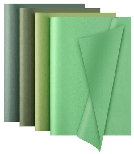 Tinoaly 60 Fogli di Carta da Regalo Verde Salvia, Carta Velina Verde Salvia Sfumata 50x35cm per Artigianato e Feste