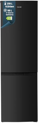 homeX Kühlschrank mit Gefrierfach, Kühl-Gefrier-Kombination freistehend, groß - 315 Liter, 4-Sterne Gefrieren, Super-Frost-Funktion, leise, EEK C, Kühl Gefrierkombination schwarz, CFS3151C-B