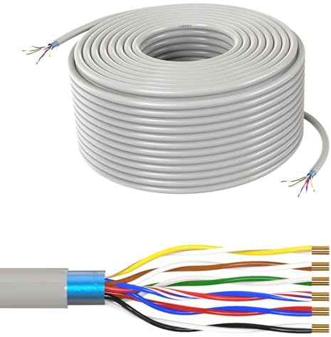 Lumonic Telefonkabel JYSTY grau | 6x2x0,6mm CCA | 25m | farbcodiert & geschirmt | Metermarkierung | Fernmeldekabel, Telefonanschlusskabel