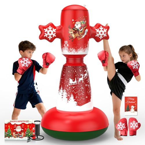 IMAYCC Sac de frappe pour enfants, kit de boxe avec gants de boxe, sac de frappe gonflable de 147 cm, cadeau pour garçons et filles âgés de 3 à 9 ans pour pratiquer le karaté et le taekwondo