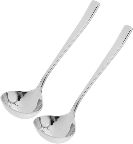 VILLCASE 2 piezas Cuchara para Salsa de Acero Inoxidable Cucharón Ergonómico para Servir Salsas Gravy y Aderezos Utensilio Multifuncional Reutilizable para Cocina