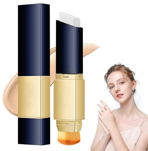OIXYA Barra base de maquillaje, barra de base blanca 2 en 1, corrector completa con pinceles cosméticos,maquillaje coreano, maquillaje corrector hidratante (Color natural)