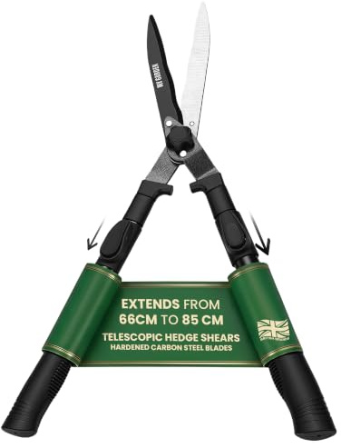My Garden Hedge Shear 66–85 cm Extendable - Telescopic Hedge Shears for Gardening – Long Reach Garden Shears with Comfort Grip Handles - Durable Carbon Steel Blades, Precision Cutting