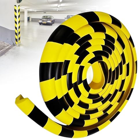 Umllpet Paraspigoli in schiuma, 5 metri, protezione per angoli in schiuma, giallo/nero, protezione per angoli del tavolo, a forma di L, autoadesiva, per garage, magazzino