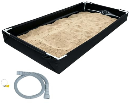 Portable Sandbox - Outdoor Pool with Drain Pipe | Quick Build Sandbox | Portable Beach Puddle Backyard Camping Sensory Play for Home Camping Rv Indoor Kids Beach Backyard Travel