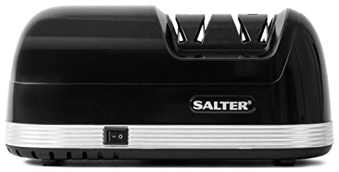 Salter Electric Knife Sharpener - Two Stage Sharpening System, Diamond Coated Kitchen Knife & Blade Sharpener, Easy Clean, Removable Magnet Catches Shavings, Non-Slip Feet, Alternative Whetstone Tool