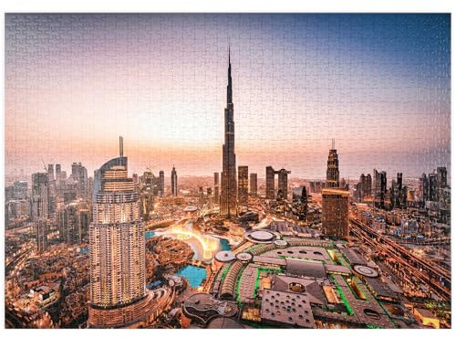 MyPuzzle Skyline von Dubai am Morgen - Premium 1000 Teile Puzzle - MyPuzzle Sonderkollektion von Puzzle Galaxy