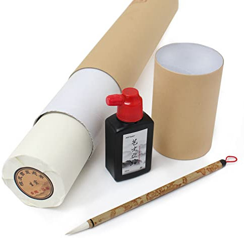 Artway - Rollo de papel Xuan Shu - Papel de arroz chino (tratado) - Con tinta y pincel