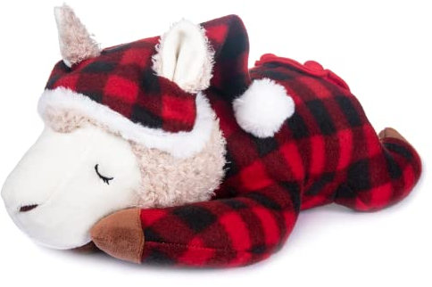 My OLi 38cm Alpaka Kuscheltier Sleepy Plüschtier Schaf liegend mit Schlafanzug und Schlafmütze Weiches Kuschelkissen Plüsch Schlafenszeit Tier Geburtstagsgeschenke für Kinder