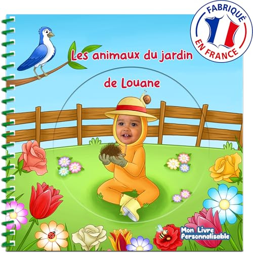 Livre personnalisé pour Enfant avec prénom et Photo | Les Animaux du Jardin | Cadeau Original