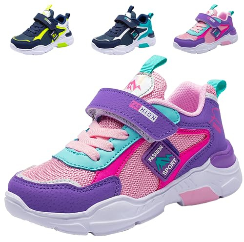 Baloncesto Niñas 31 Zapatillas de Correr Niños Deportivas Zapatos de Running Ligeras Verano Tenis de Walking Niña Transpirable Shoes de Sneakers Calzado Deportivo Rosa