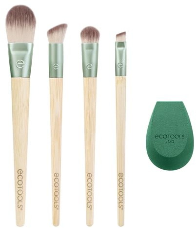 EcoTools Limited Edition Dash of Glow Kit, Makeup Brush & Makeup Sponge Kit, For Foundation & Eyesahdow, Eco-Friendly Makeup Tools, Cruelty-Free, 5 Piece Gift Set