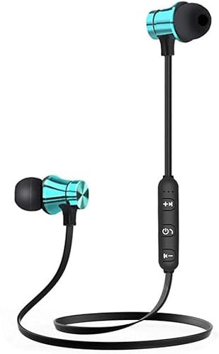 Écouteurs Bluetooth sans fil tour de cou avec microphone, basses supplémentaires, pour la salle de sport, les sports de plein air, l'entraînement (bleu)