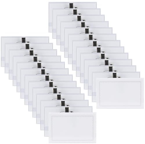 MIYUANGKJ 50 stk Namensschilder für Kleidung 5,6 * 9cm Namensschilder mit Nadel und Anstecknadel Namensschilder Anstecker PVC Transparent Ausweishülle Wasserabweisend mit Leere Karte für Visitenkarten