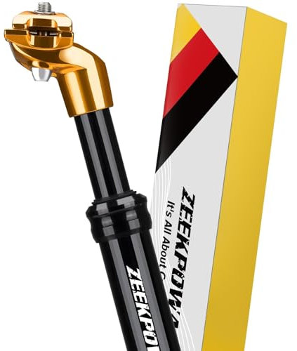 Zeekpowa - Tija de sillín con resorte (27,2 mm de diámetro, ajustable, aluminio, dorada, para bicicleta de montaña, 350 mm de longitud)