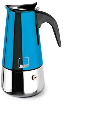 IBILI - Cafetera express Moca Blue, 6 tazas, 280 ml, Acero Inoxidable, Apto para inducción