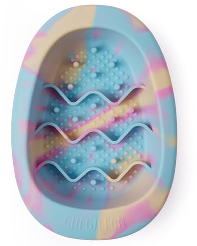 CHEWFFON Interaktive Hundeleckmatte als Napf, BPA-freie Silikon Slow Feeder Schale mit Saugnäpfen, Fressverlangsamer für Hunde und Katzen, reduziert Angst, spülmaschinengeeignet, Regenbogen Klein
