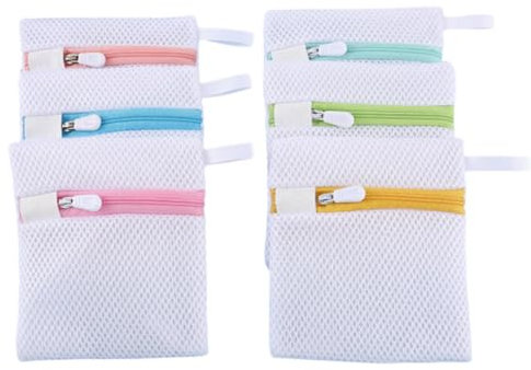 6 mini sacchetti delicati per lavatrice, in rete, piccoli sacchetti in poliestere a rete fine per la biancheria da casa di hotel, borse portaoggetti a nido d'ape con passante per cerniera