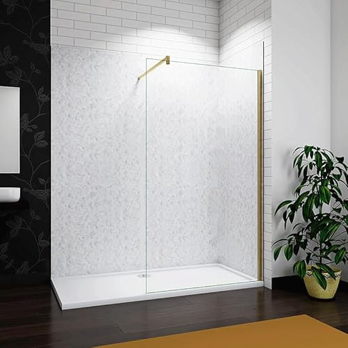 Aica Sanitär Duschwand Duschabtrennung Walk In Glas Dusche Golden Seitenwand 8/10mm Glas H200,40cm