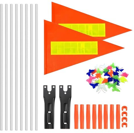 Rbleote Fahrradfahne für Kinder, 2 Stück Einstellbare Fahrrad Fahne Kind,Reflektierende Fahrradwimpel Kinder,mit Fahnenmastzubehör und Speichendekorationen,Warnschilder