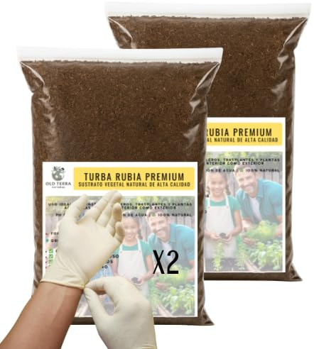 OLD TERRA NATURAL_ Huerto Urbano Substrato Huerto y Frutales, Orquideas turba, para hortalizas, frutales y Plantas aromáticas, Apto para Agricultura, Guantes higienicos, 3 L (x2)