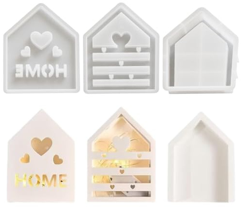 3 Piezas Moldes de Silicona para Casas, 3D Moldes para Velas, Moldes de Velas para Hacer Velas Artesanía Decoración