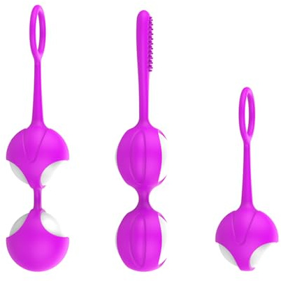 3 en 1 Bolas de China, Violeta Bola Pélvicas,Fortalece los Músculos Pélvicos y Previene la Incontinencia Urinaria,Entrenamiento Completo del Suelo Pélvico para Mujeres