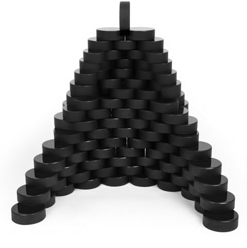 AceFox 100-Pack Official Regulation Ice Hockey Pucks - 6oz, 3 Diameter, 1 Thick - Black Practice Pucks for Training & Games