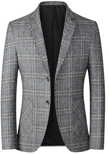 Genérico Chaqueta Americana Hombre, Blazer De Tweed para Hombre, Chaqueta Deportiva De Dos Botones A Cuadros, Elegante, Informal, para Negocios, con Bolsillo, Corte Regular, Abrigo De Otoño para T