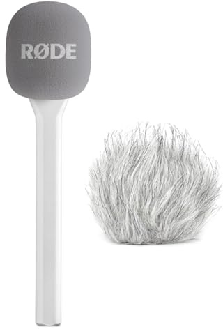 Rode Interview GO - Adattatore manuale per moduli di trasmissione wireless, colore: Bianco con protezione antivento Keepdrum