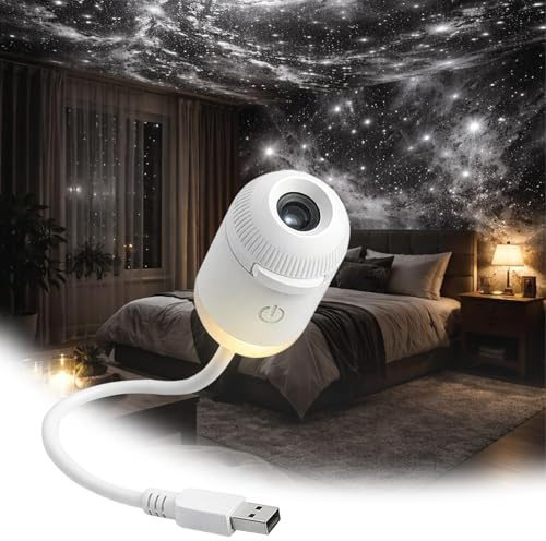 Bärbar stjärnprojektor nattlampa med justerbar ljusstyrka - Dual Mode Touch Control för sovrum, barnkammare, bil och resor, USB-laddningsbar, skydd för barn och vuxna