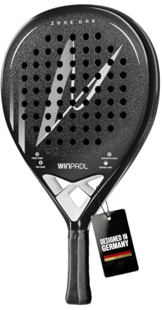 WINPADL Zone ONE – padelracket av kolfibrer – exakt kontroll och kraftfulla – grov yta – hållbar kvalitet – för kvinnor och män