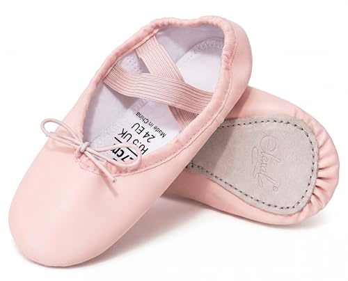 Ballet Shoes for Girls – Leather Ballet Flats, Kids Ballet Shoes, Girls Ballet Shoes, Pink Full Sole Ballet Pumps for Infant Baby Toddler, Ballerina Dance Slippers for Baby Ballet Outfit
