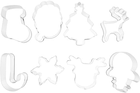 IDEANATEGRATE 8 Cortadores de Galletas Navideñas de Acero Inoxidable para Hornear en Cocina Diseño de Árbol de Navidad, Resistentes al Calor y Antiadherentes
