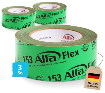 Alfa 3x Flexibles Hochleistungsklebeband 60 mm x 25 m Profi-Qualität Dampfbremsen Dampfsperren Dachfolien Folienklebeband/Systemklebeband